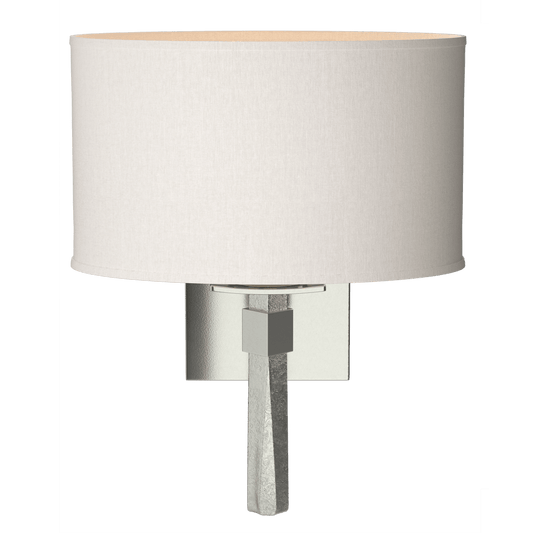 Beacon Hall Oval Drum Shade Sconce - Sterling - Flax Shade by Hubbardton Forge