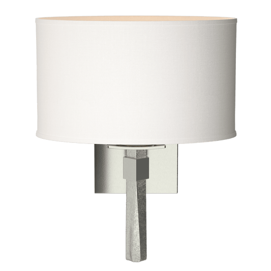 Beacon Hall Oval Drum Shade Sconce - Sterling - Natural Anna Shade by Hubbardton Forge