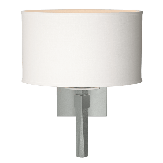 Beacon Hall Oval Drum Shade Sconce - Vintage Platinum - Natural Anna Shade by Hubbardton Forge