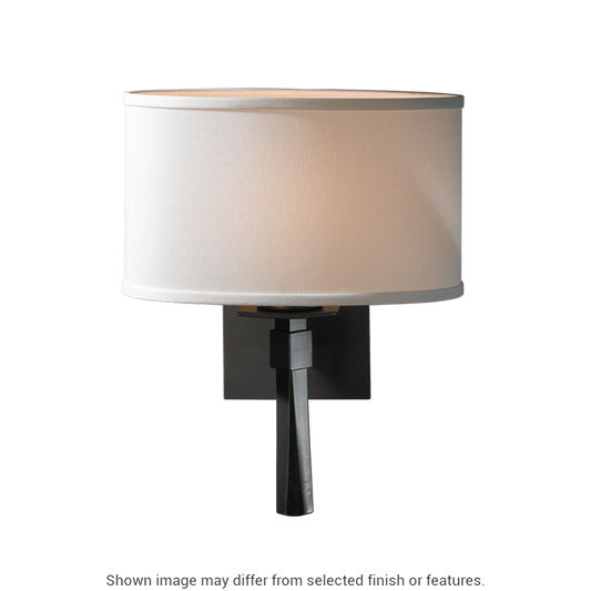 Beacon Hall Oval Drum Shade Sconce - White - Natural Anna Shade by Hubbardton Forge