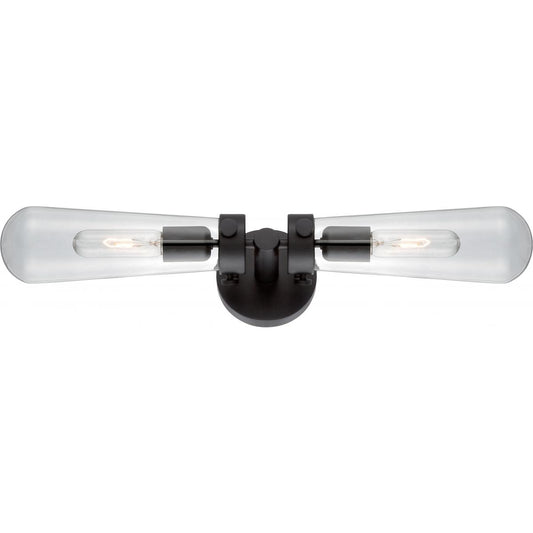 Beaker - 2 Light Wall Sconce with Clear Glass -Aged Bronze Finish - Satco 60-5363