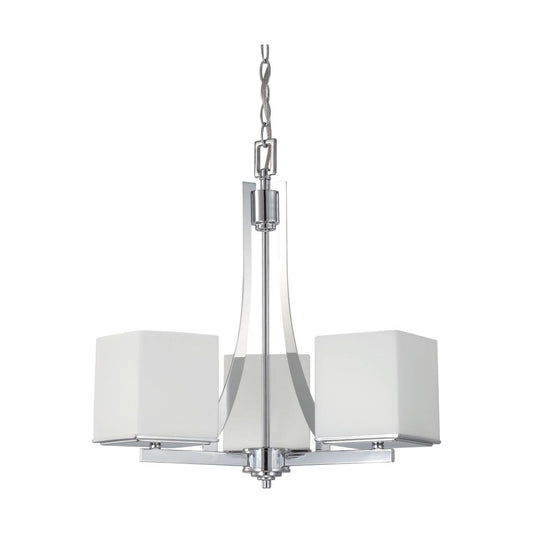 Bento - 3 Light Chandelier with Satin White Glass - Polished Chrome Finish - Satco 60-4085