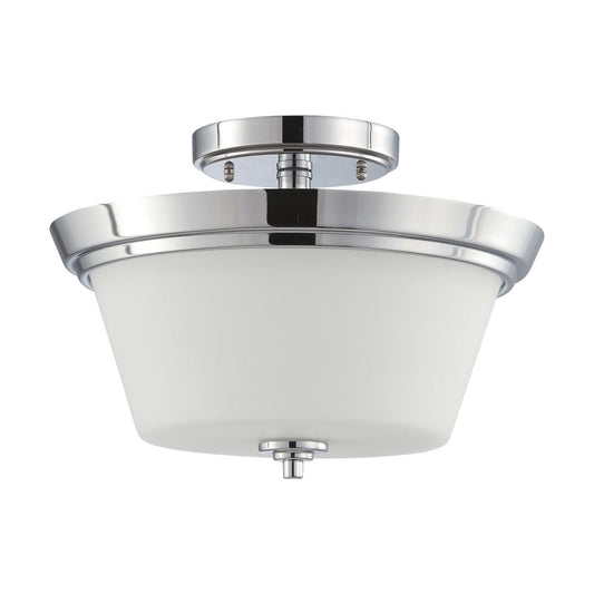 Bento - 3 Light Semi Flush with Satin White Glass - Polished Chrome Finish - Satco 60-4087