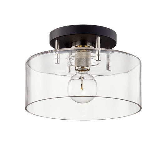 Bergamot Station Medium Semi-Flush Ceiling Light - Textured Black/Polished Nickel by Troy Lighting