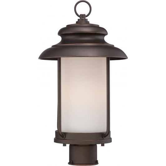 Bethany - LED Post Lantern with Satin White Glass - Mahogany Bronze Finish - Satco 62-634