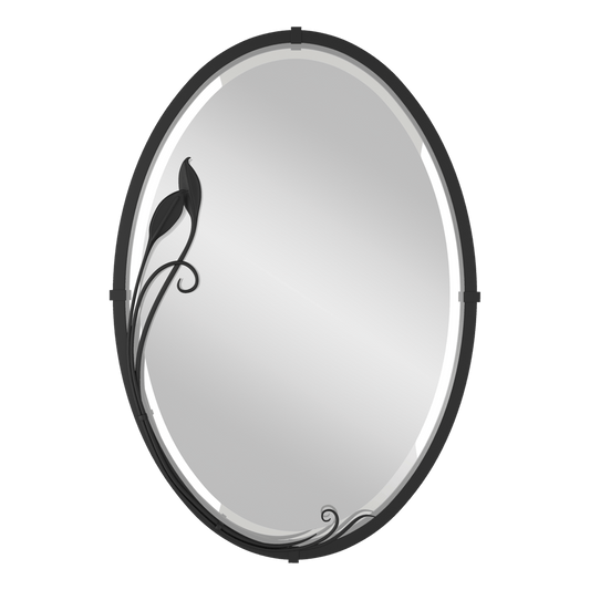 Beveled Oval Mirror with Leaf - Black by Hubbardton Forge