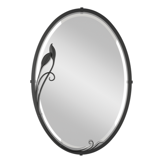Beveled Oval Mirror with Leaf - Ink by Hubbardton Forge