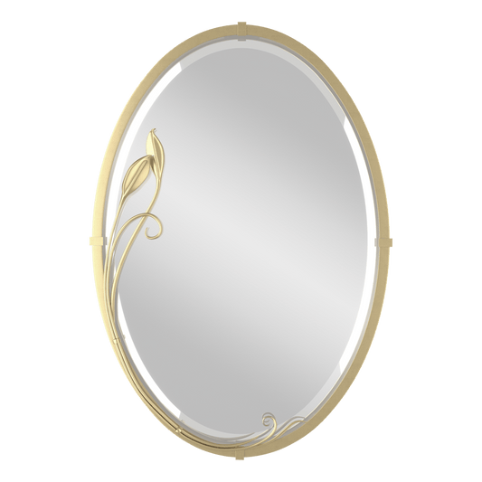 Beveled Oval Mirror with Leaf - Modern Brass by Hubbardton Forge