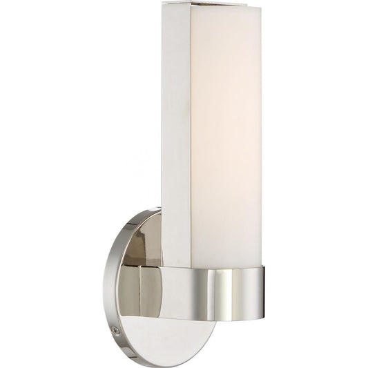 Bond - Single LED Small Sconce with White Acrylic Lens - Polished Nickel Finish - Satco 62-721