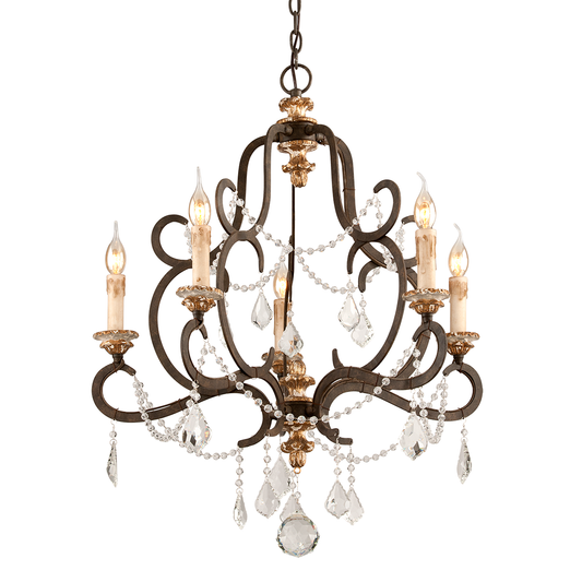 Bordeaux Chandelier - 5-Light - Parisian Brnze W Distr Gold Le - Troy Lighting F3515-PZ/DG