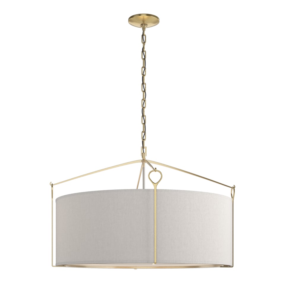 Bow Large Pendant - Modern Brass - Flax Shade by Hubbardton Forge