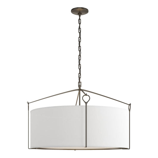 Bow Large Pendant - Oil Rubbed Bronze - Natural Anna Shade by Hubbardton Forge
