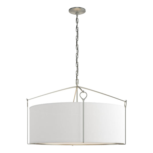 Bow Large Pendant - Vintage Platinum - Natural Anna Shade by Hubbardton Forge