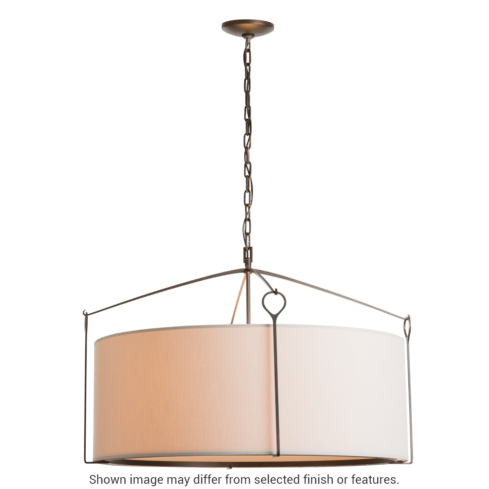 Bow Large Pendant - White - Natural Anna Shade by Hubbardton Forge