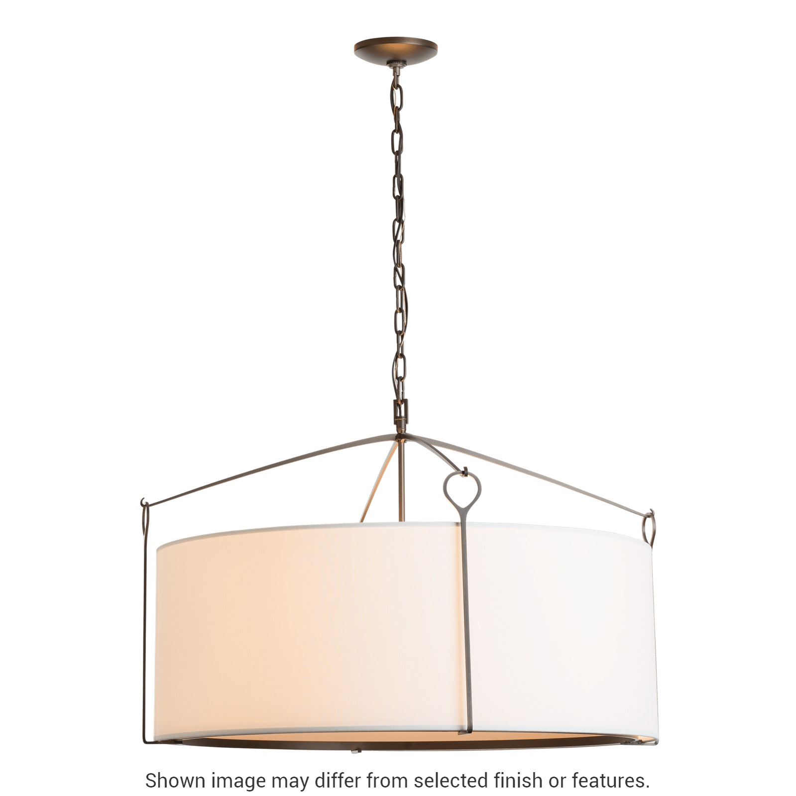 Bow Large Pendant - White - Natural Anna Shade by Hubbardton Forge