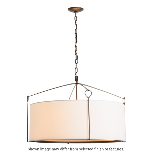Bow Large Pendant - White - Natural Anna Shade by Hubbardton Forge