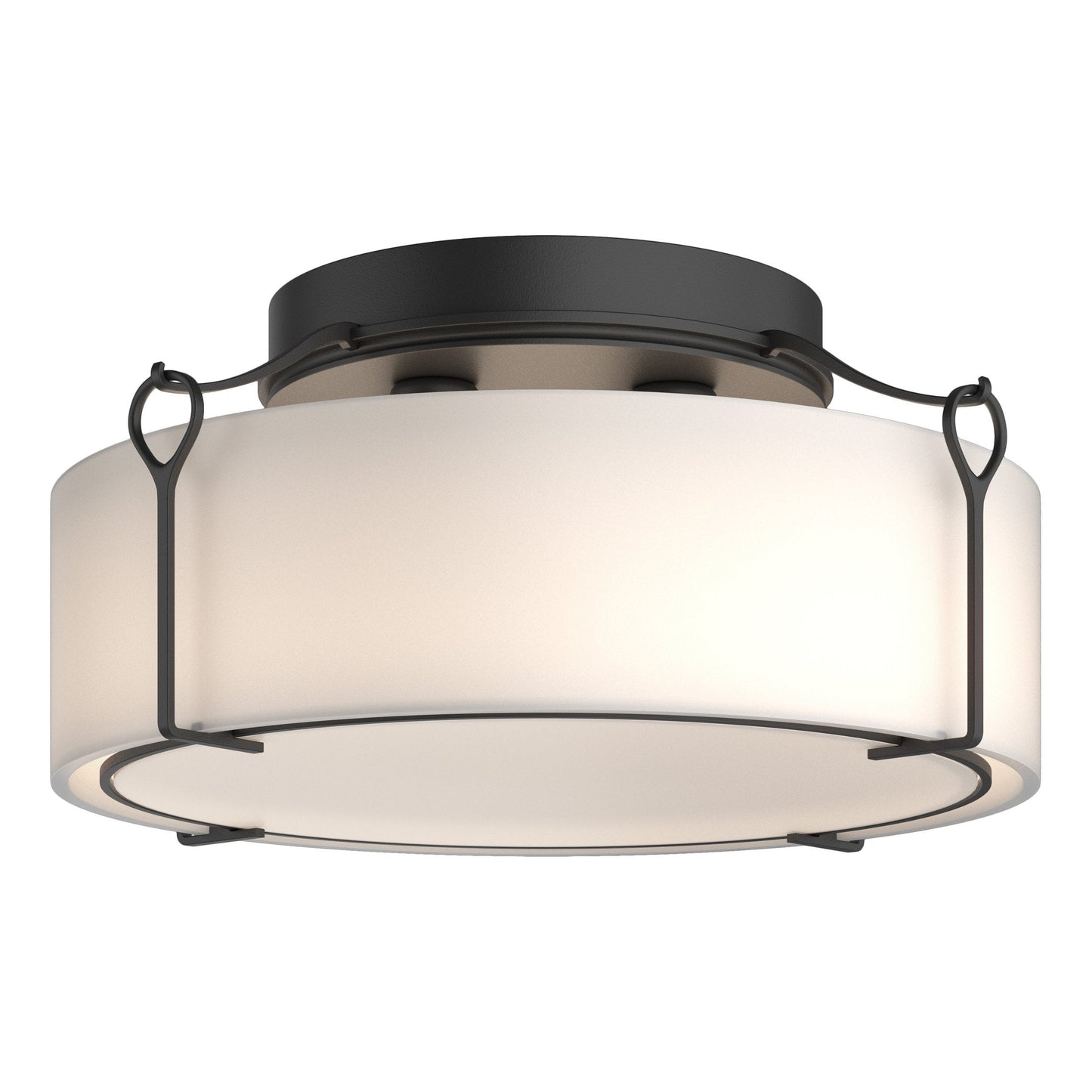 Bow Large Semi-Flush - Black - Opal Glass by Hubbardton Forge