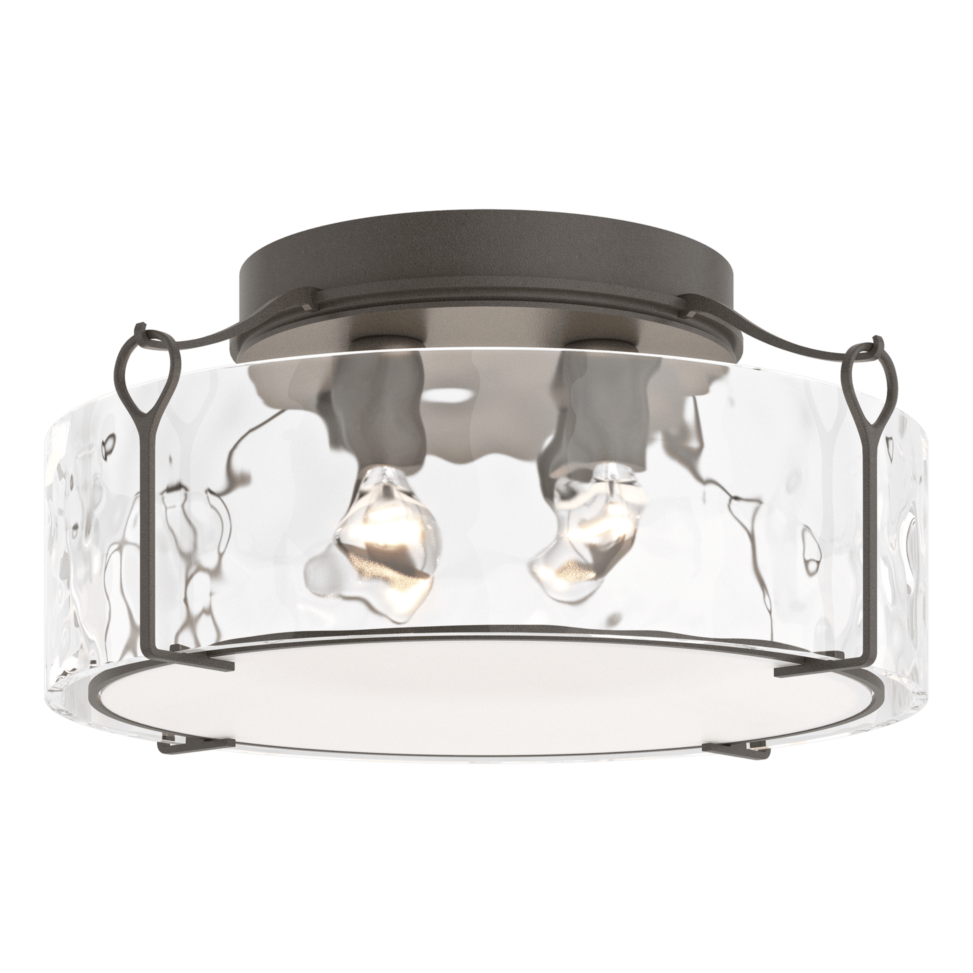 Bow Large Semi-Flush - Dark Smoke - Water Glass by Hubbardton Forge