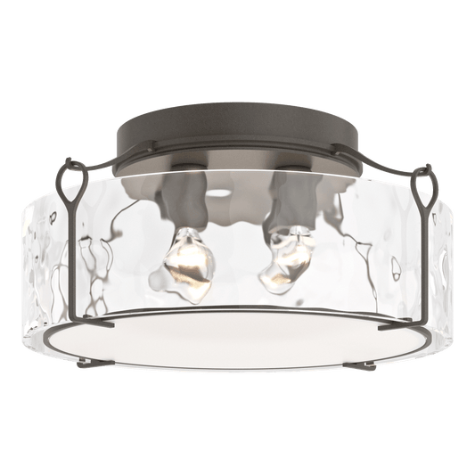 Bow Large Semi-Flush - Dark Smoke - Water Glass by Hubbardton Forge