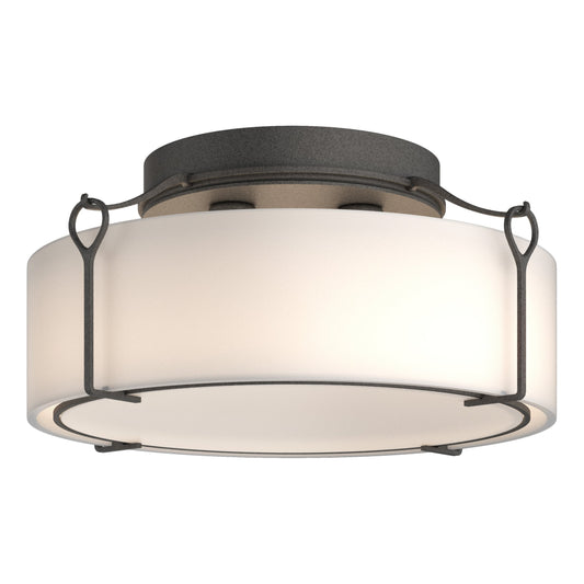 Bow Large Semi-Flush - Natural Iron - Opal Glass by Hubbardton Forge