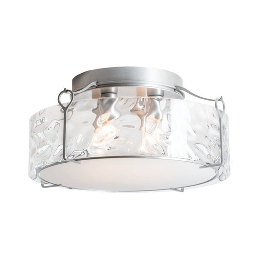 Bow Large Semi-Flush - Vintage Platinum - Water Glass by Hubbardton Forge