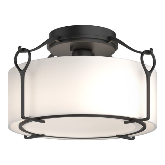 Bow Medium Semi-Flush - Black - Opal Glass by Hubbardton Forge