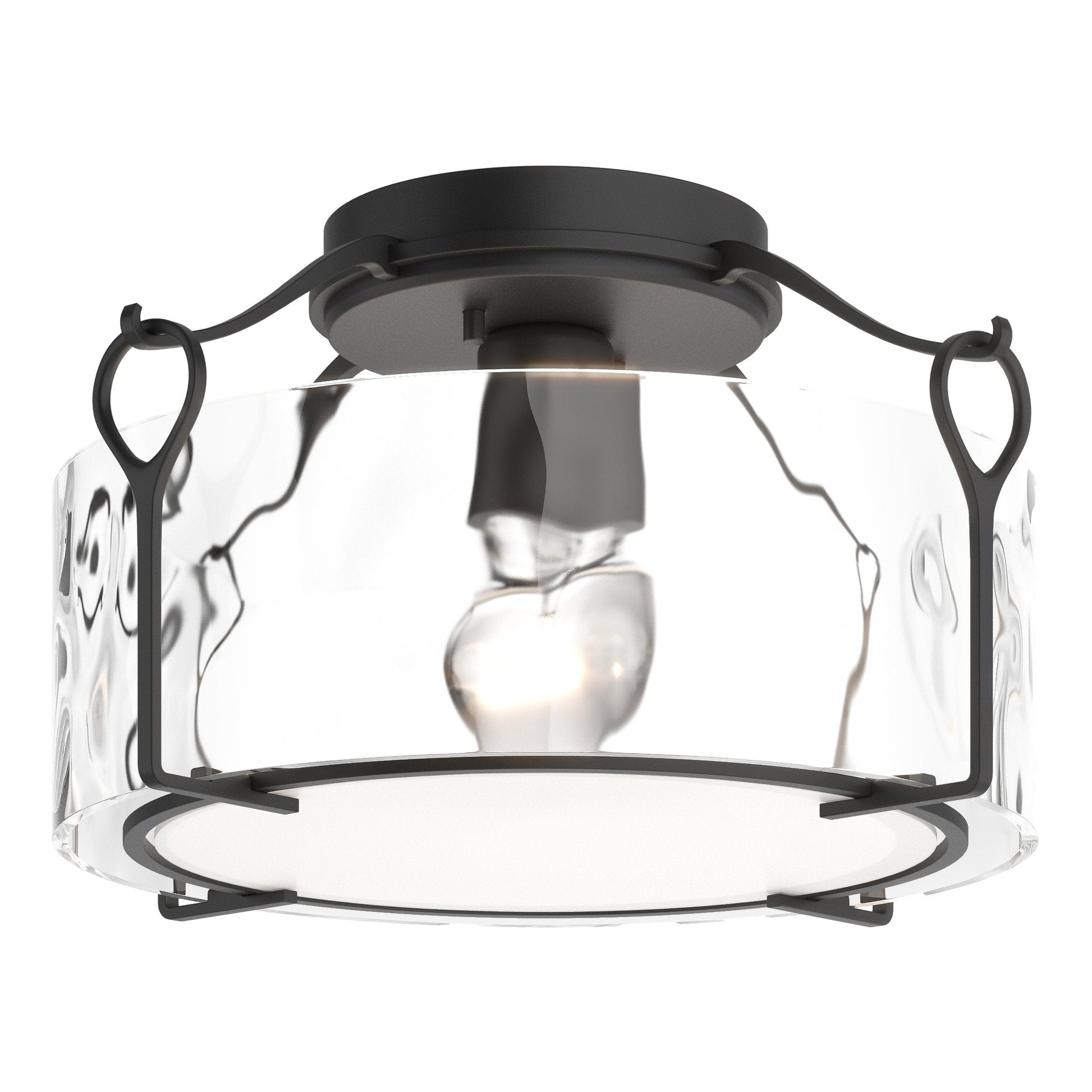 Bow Medium Semi-Flush - Black - Water Glass by Hubbardton Forge