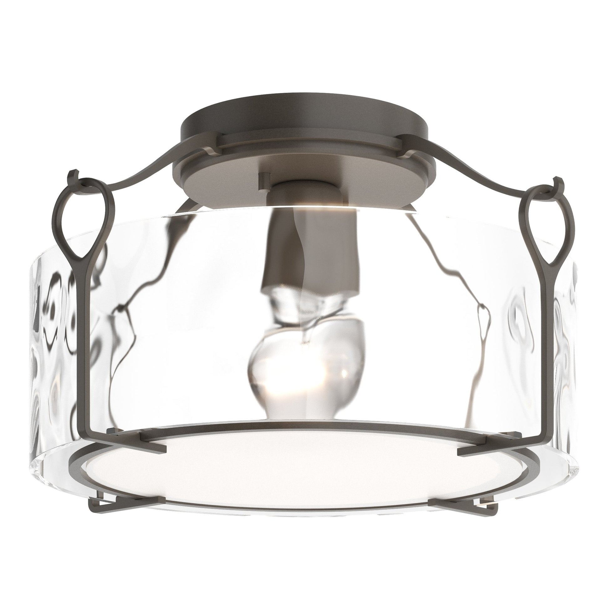 Bow Medium Semi-Flush - Dark Smoke - Water Glass by Hubbardton Forge