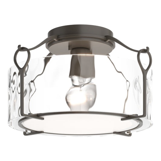 Bow Medium Semi-Flush - Dark Smoke - Water Glass by Hubbardton Forge