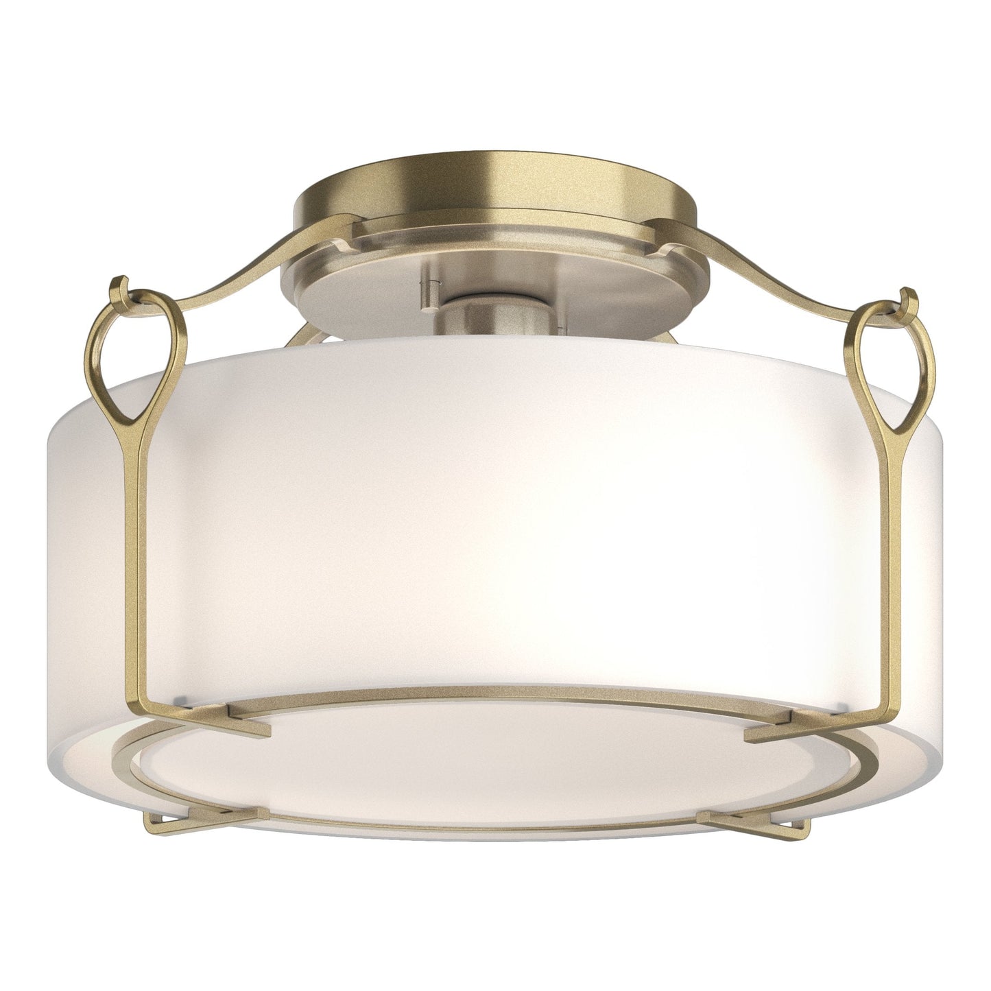 Bow Medium Semi-Flush - Modern Brass - Opal Glass by Hubbardton Forge