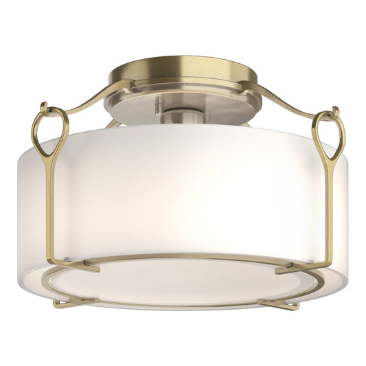 Bow Medium Semi-Flush - Modern Brass - Opal Glass by Hubbardton Forge