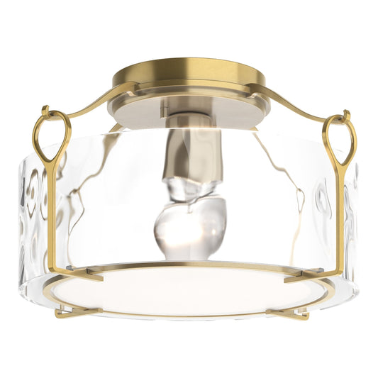 Bow Medium Semi-Flush - Modern Brass - Water Glass by Hubbardton Forge