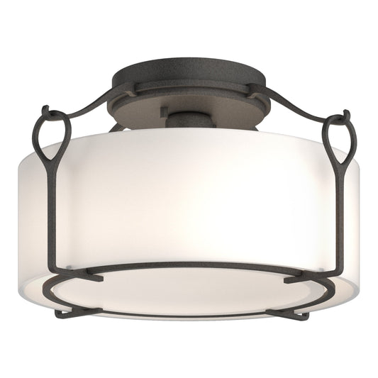 Bow Medium Semi-Flush - Natural Iron - Opal Glass by Hubbardton Forge