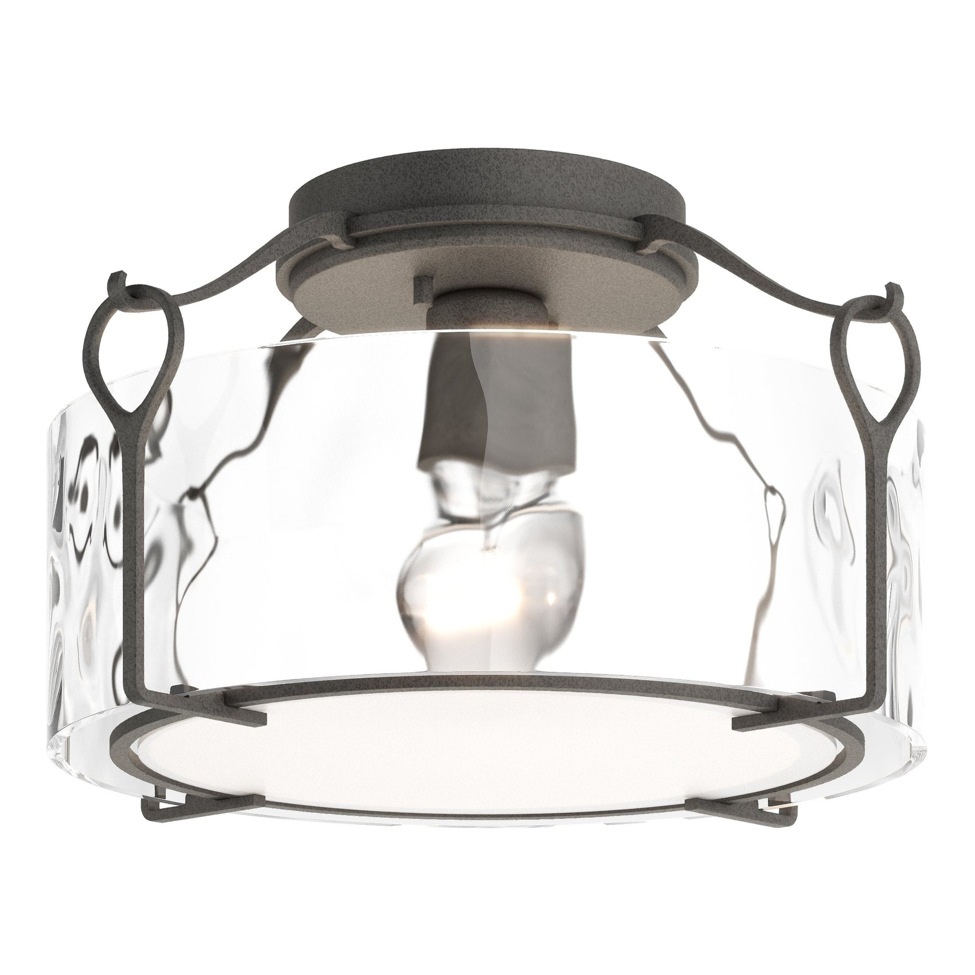 Bow Medium Semi-Flush - Natural Iron - Water Glass by Hubbardton Forge