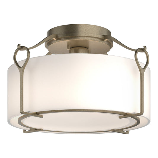 Bow Medium Semi-Flush - Soft Gold - Opal Glass by Hubbardton Forge