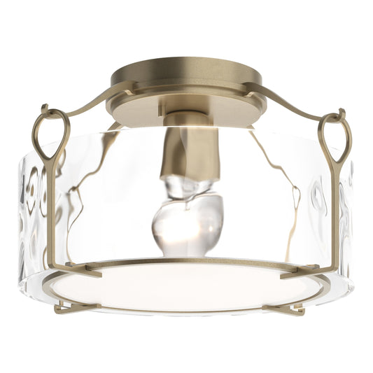 Bow Medium Semi-Flush - Soft Gold - Water Glass by Hubbardton Forge