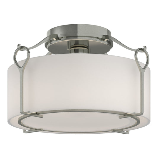 Bow Medium Semi-Flush - Sterling - Opal Glass by Hubbardton Forge