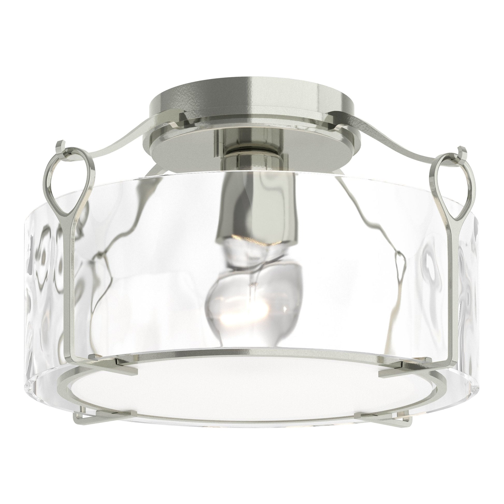 Bow Medium Semi-Flush - Sterling - Water Glass by Hubbardton Forge