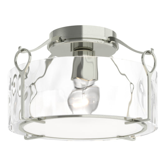 Bow Medium Semi-Flush - Sterling - Water Glass by Hubbardton Forge