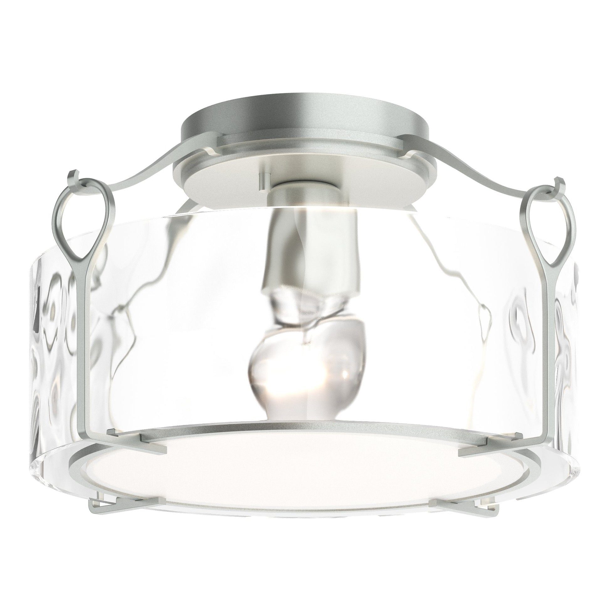 Bow Medium Semi-Flush - Vintage Platinum - Water Glass by Hubbardton Forge