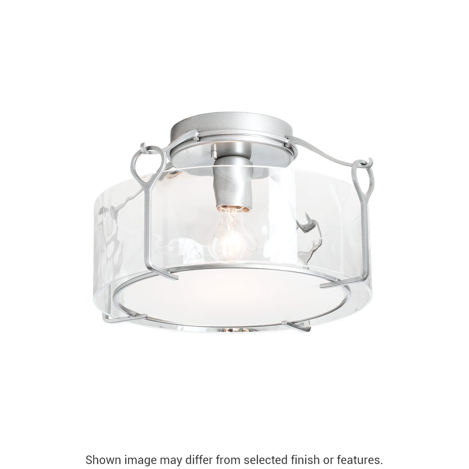 Bow Medium Semi-Flush - White - Water Glass by Hubbardton Forge