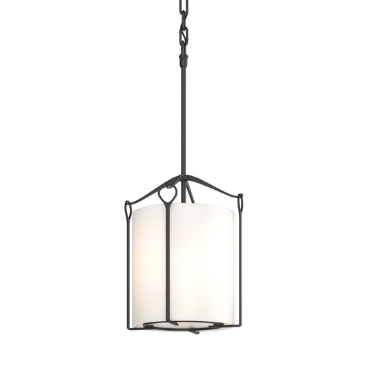 Bow Tall Mini Pendant - Black - Opal Glass by Hubbardton Forge