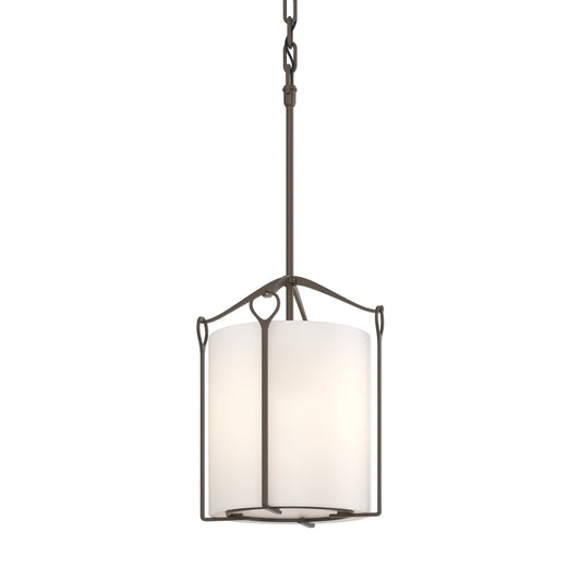 Bow Tall Mini Pendant - Bronze - Opal Glass by Hubbardton Forge
