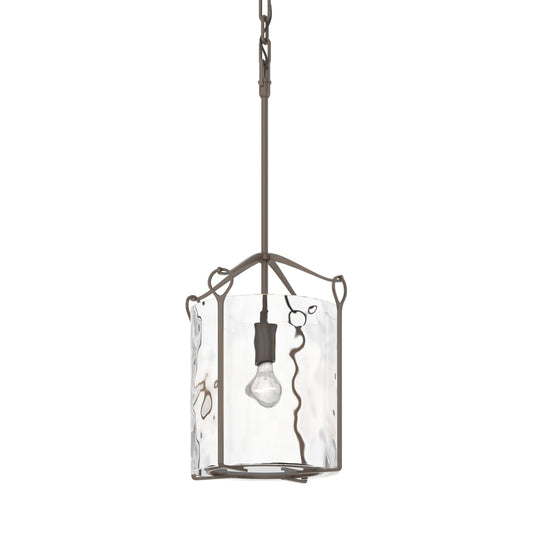 Bow Tall Mini Pendant - Bronze - Water Glass by Hubbardton Forge