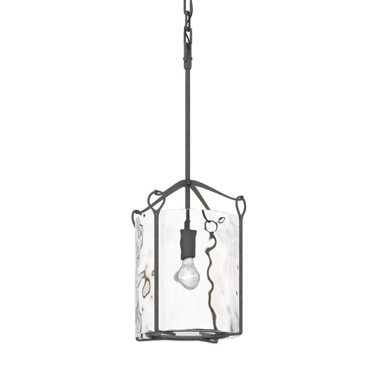 Bow Tall Mini Pendant - Natural Iron - Water Glass by Hubbardton Forge