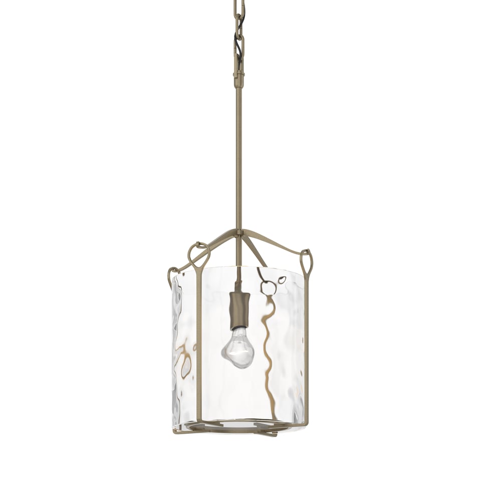 Bow Tall Mini Pendant - Soft Gold - Water Glass by Hubbardton Forge