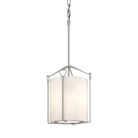 Bow Tall Mini Pendant - Vintage Platinum - Opal Glass by Hubbardton Forge