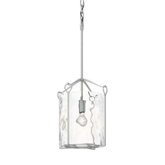 Bow Tall Mini Pendant - Vintage Platinum - Water Glass by Hubbardton Forge