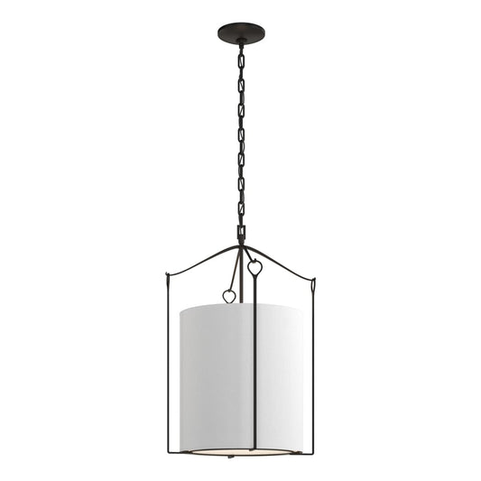 Bow Tall Pendant - Black - Natural Anna Shade by Hubbardton Forge