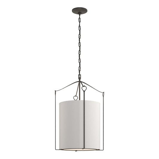 Bow Tall Pendant - Natural Iron - Flax Shade by Hubbardton Forge
